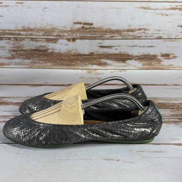 TIEKS Obsidian Black Croc Ballet Flats – Patent Leather, Sz 10, Foldable - Picture 1 of 13